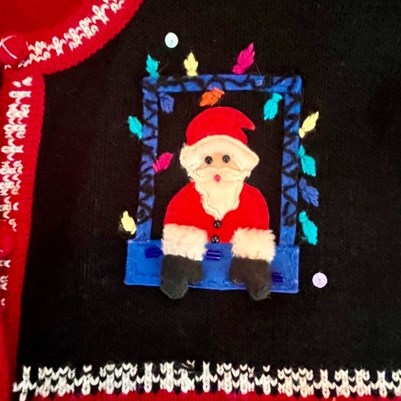 VINTAGE KAREN SCOTT CHRISTMAS SWEATER HOLIDAY CARDIGAN COTTAGE CORE LARGE RED - Picture 7 of 10